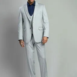 SQUIREHOOD Men Cotton Single-Breasted Smart-Fit Three-Piece Suit-picture-32