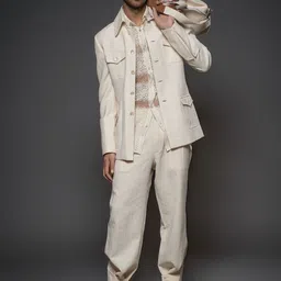 Balance by Rohit Bal Men Longline Handloom Cotton Khadi Tailored Jacket-picture-30
