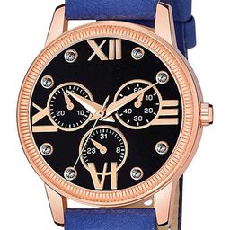 Gopal Shopcart Unisex Patterned Dial & Straps Analogue Watch C25RG_BK Mina BLU Leather_F image 3
