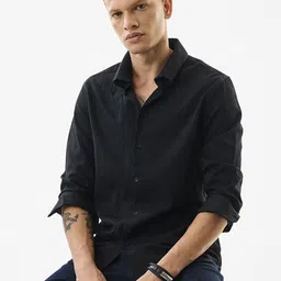 Snitch Men India Slim Fit Textured Spread Collar Casual Shirt-picture-3