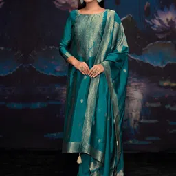 Stylee LIFESTYLE Ethnic Motifs Woven Design Pure Silk Jacquard Unstitched Dress Material-image-22