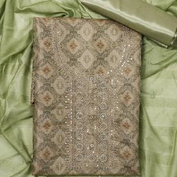 SALWAR STUDIO Ethnic Motifs Printed Sequinned Unstitched Dress Material-image-55