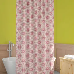 ArtzFolio Pink and Beige Geometric Printed Waterproof Shower Curtain-42