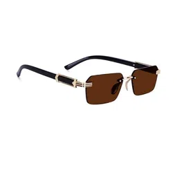 Arzonai Unisex Brown UV Protected Lens Metal Sunglasses-image-94