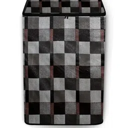 The Furnishing Tree Washing Machine Cover Checkered Pattern Brown Base Compatible for Whirlpool 7 K-81