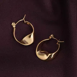PALMONAS18KT Gold Plated Stainless Steel Wobbly Circle Hoop Earrings-41