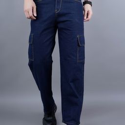 Metronaut Men Classic Boyfriend Fit Mid-Rise Stretchable Cargo Styles Jeans-picture-0