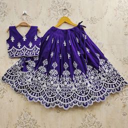 Helene Girls Embroidered Thread Work Ready to Wear Lehenga &-picture-31