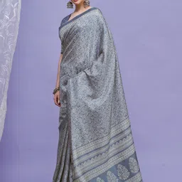 KALINI Ethnic Motifs Block Print Saree With Blouse Piece image 2