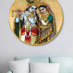 SAF Gold-Toned & Blue Radha Krishan Printed Wall Art-picture-25