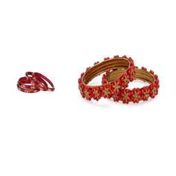 SOMIL Set of 6 Red Alloy Bangles-image-81
