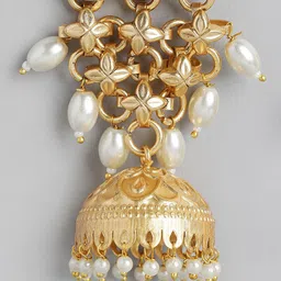 Anouk Gold-Plated Artificial Beaded Dome Shaped Jhumkas image 3