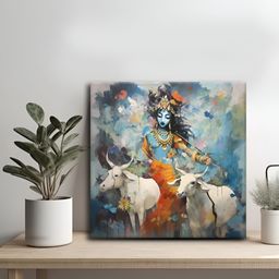 OLIVE TREE Blue & White 1 Piece Canvas Religious Wall Paintings-picture-3