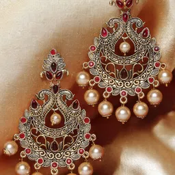 OOMPH Peacock Shaped Chandbalis Earrings-6