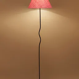 Devansh Pink & Black Frustum Floor Lamp With Shade image 2