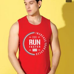 WOOSTRO Pack Of 2 Pure Combed Cotton Gym VestsVWS26(RUN RED)(PLAIN OLIVE)-picture-26