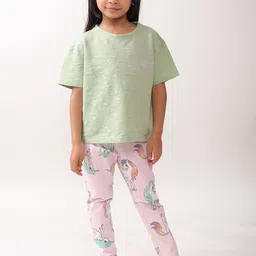Anthrilo Girls Round Neck T-Shirt With Leggings-image-30
