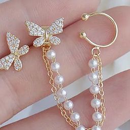 DressBerry Artificial Stoned and Beaded Contemporary Shaped Studs Earrings-27