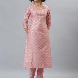 KALINI Round Neck Floral Printed Straight Kurta with Trousers-picture-31