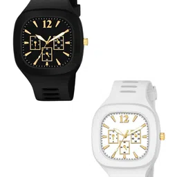 Hala Men Pack of 2 Solid Square Tang Regular Analogue Watches-MILLER-03-30