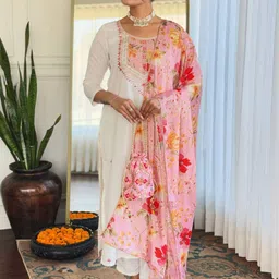 Siya Fashion Women Floral Embroidered Kurta with Trousers & Dupatta-picture-41