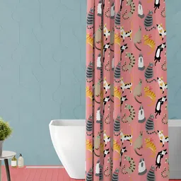 ArtzFolio Pink & Grey Abstract Printed Waterproof Shower Curtain-25