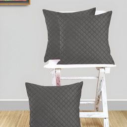 IVAZA Grey Set of 3 Velvet Square Cushion Covers-14