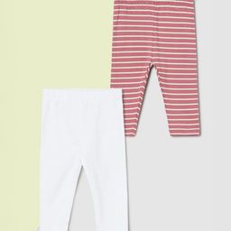 max Infant Girls Pack Of 2 Striped Pure Cotton Ankle-Length Leggings-picture-19