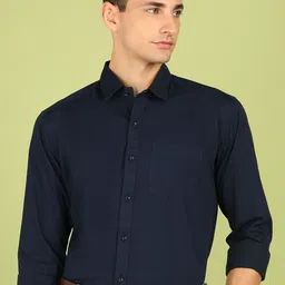 Encore By INVICTUS Slim Fit Spread Collar Long Sleeves Formal Cotton Shirt-image-82