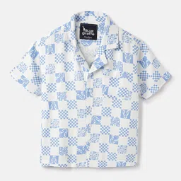 Blue Giraffe Boys Floral Opaque Printed Casual Shirt-image-97