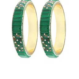 ZULKA Set of 2 Zircon Diamond & Crystal Studded Metal Kada Bangles image 4