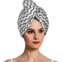 Kuber Industries Grey & White Striped Microfiber 380 GSM Bath Towel-56