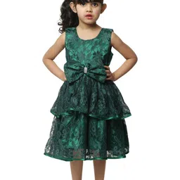 Shahina Fashion Girls Floral Self Design Bow Detail Fit and Flare Dresses-picture-13