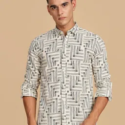 Guns & Sons Men Comfort Regular Fit Spread Collar Abstract Printed Casual Shirt-image-123