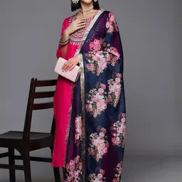 KSUT Women Yoke Design Regular Sequinned Kurta with Trousers & With Dupatta image 2