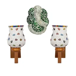 Somil Indore Mosaic Decorative Lamp Combo of Matching Wall Lamp & Blessing God Ganesh Wall Lamp, Multi Compatible with LED, Size: 14.5 X 14.5 X 28 Cm, Pack of 3.-image-23