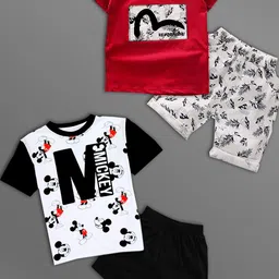 HELPOM Kids Pack Of 2 Printed Short Sleeves T-shirt With Shorts-picture-13