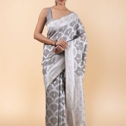 House of Pataudi Woven Design Saree With Unstitched Blouse-image-89