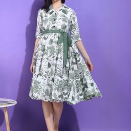 Moda Rapido Women Cotton Fit & Flare Dresses-picture-29
