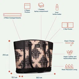 ZOUK Ethnic Motifs Printed Structured Tote Bag image 3