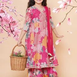 BAESD Girls Floral Printed Kurta with Sharara & Dupatta-image-65