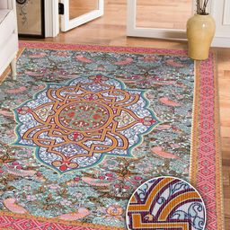 Kaleen India Pink Traditional Anti-Skid Polyester Carpet-image-99