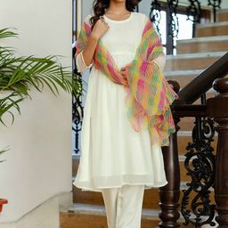 SKYLEE Women Regular Silk Georgette Kurta with Trousers & With Dupatta-picture-52