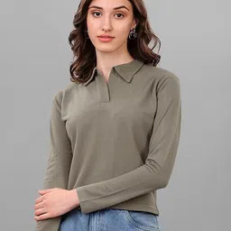 SXV STYLE Chambray Shirt Collar Shirt Style Top-image-112