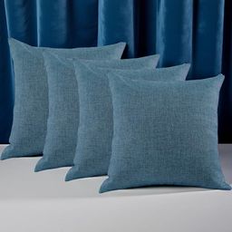 IVAZA Blue Set of 4 Velvet Square Cushion Covers-25