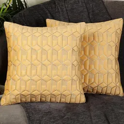 TANLOOMS Set Of 2 Yellow Velvet Square Cushion Covers-picture-5