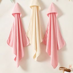 Juniors by Babyshop Pink & Cream-Coloured 3 Pieces Cotton 210 GSM Bath Towels-35