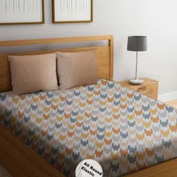 Threadwear White & Yellow Printed 300 TC King Bedsheet Sets - 2.50m x 2.30 m-image-56