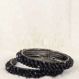 ZULKA Set of 2 Alloy Base Artificial Pearls Studded Bangles-68