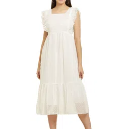 Mast & Harbour Women Polka Dots Print Flutter Sleeves Fit & Flare Midi Dress-image-54